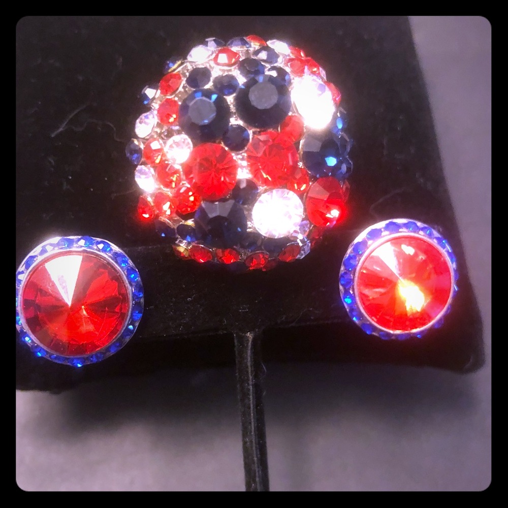 New England Patriots earring and ring set